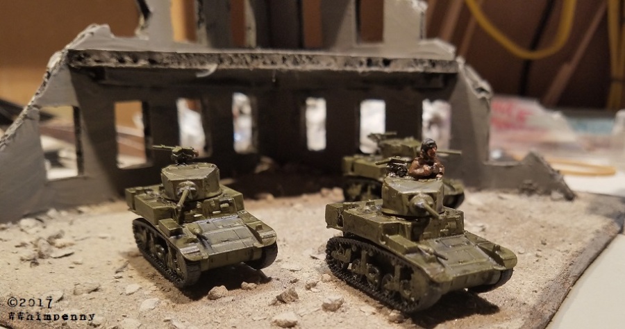 British Stuart III Tanks of an Armoured Regimental Recce Platoon from 4 Armoured Brigade